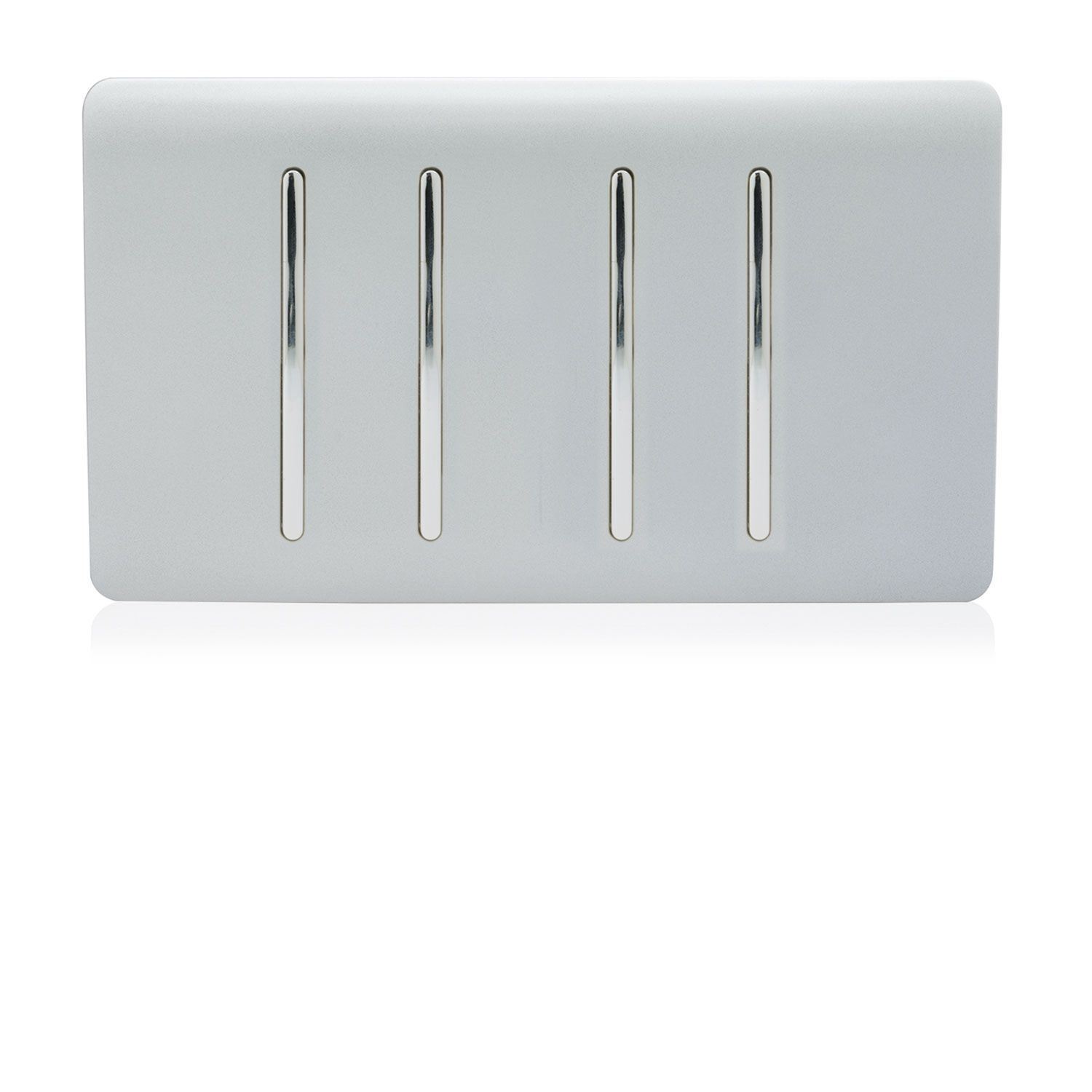 Trendi  4 Gang 1 Way White Rocker Double Plate Light Switch in Silver