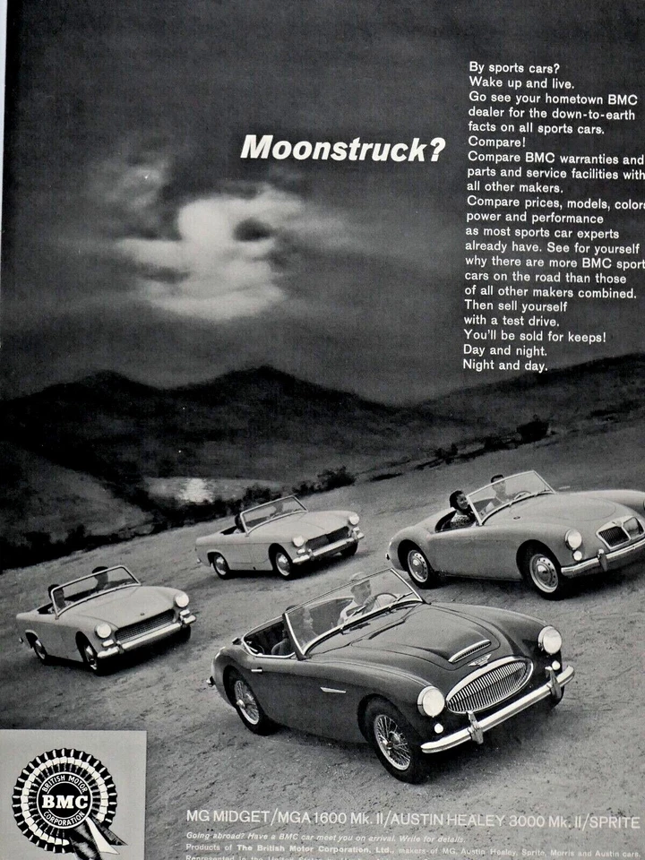 1962 MG MIidget Vintage MOONSTRUCK Original Print Ad 8.5 x 11" - Image 2 of 4