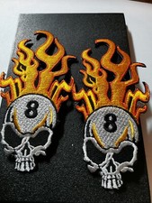 2x Aufn&auml;her Patch Totenkopf mit Flamme ca. 10x 4,8cm