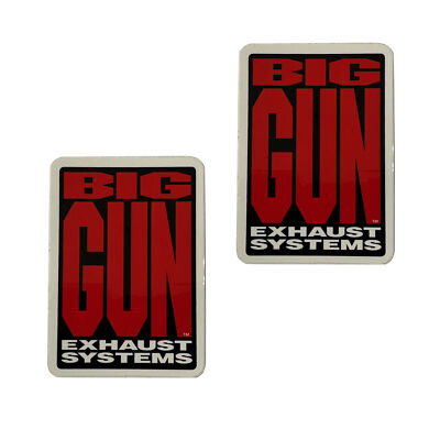 Big Gun Exhaust 3 3/8'' x 2 3/8'' Stickers Decal Pair Black / Red