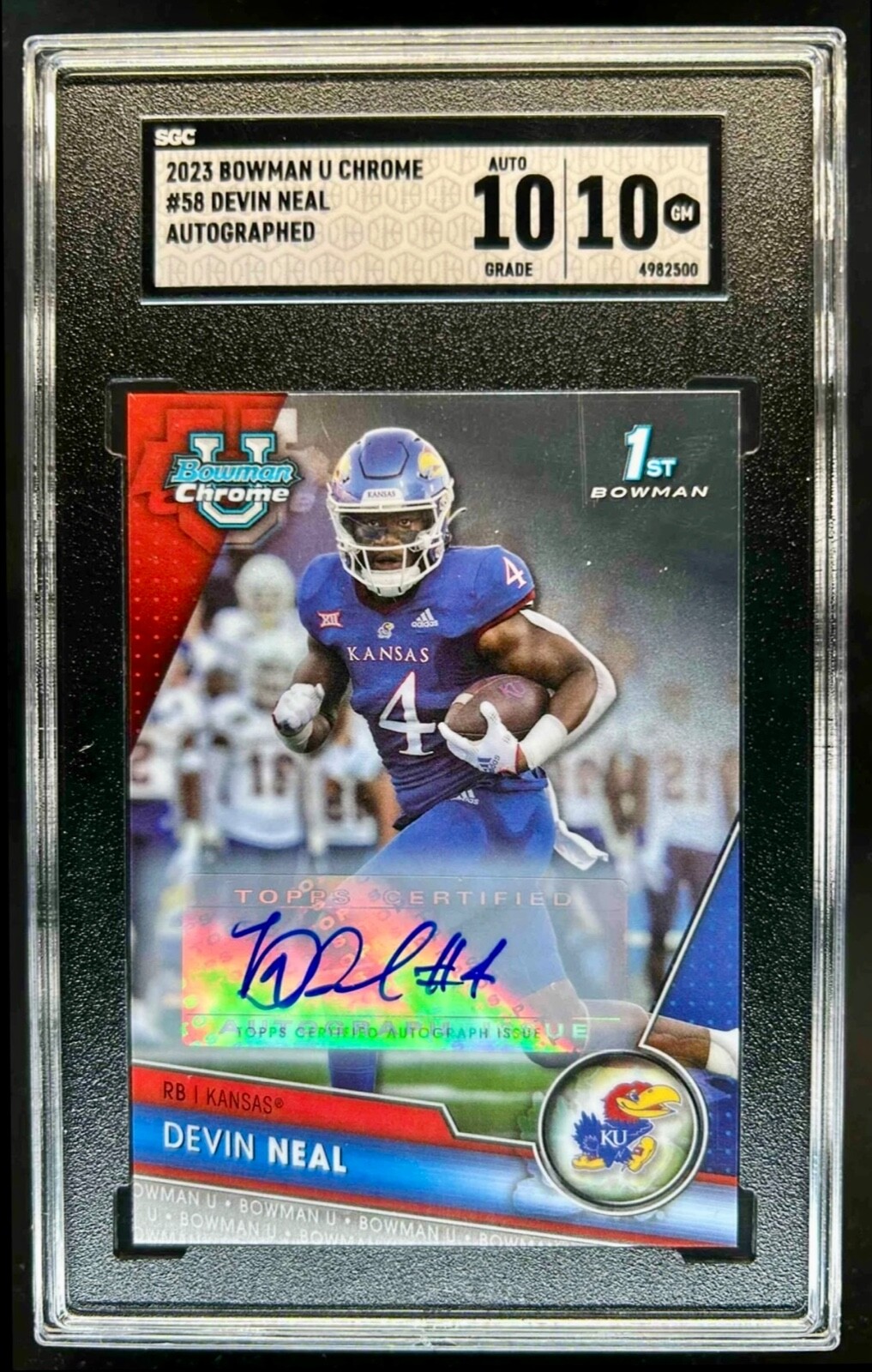 2023 Bowman U Chrome Devin Neal Prospect AUTO #58 SGC 10/10 (AU, RC) Kansas