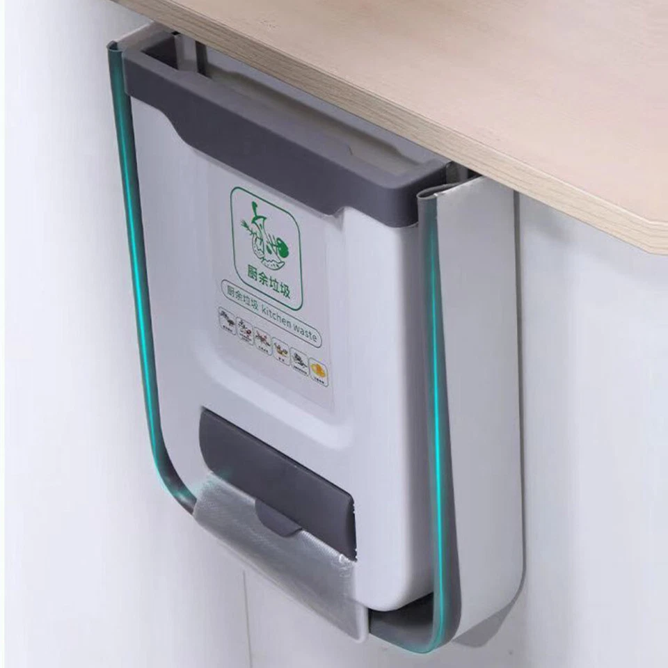 Wandmontierter Mülleimer Küchenabfalleimer Aufhängen Zusammenklappbarer - Bild 3 von 4