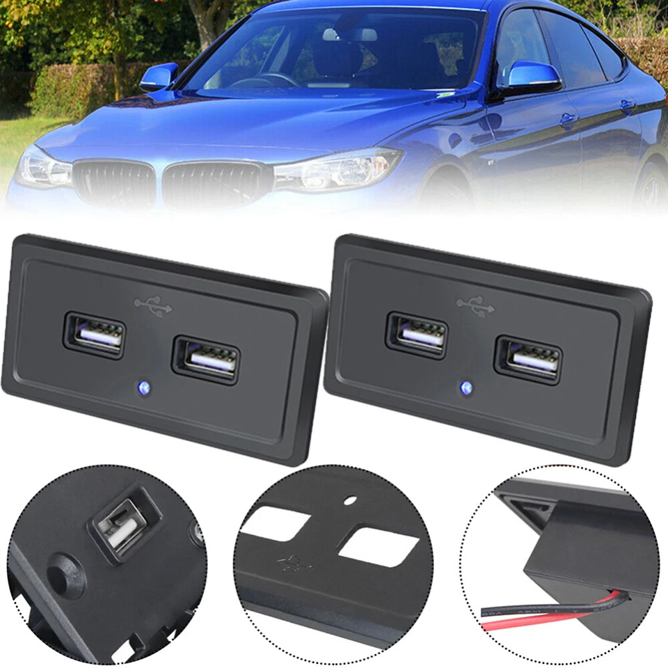 3.1A Dual USB Port Fast Charger Socket Power Outlet Panel 12V Motorcycle Car RV