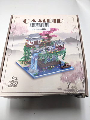 Campir Building Blocks Peach Blossom Tree House Waterfall Building CRUSHED BOX
