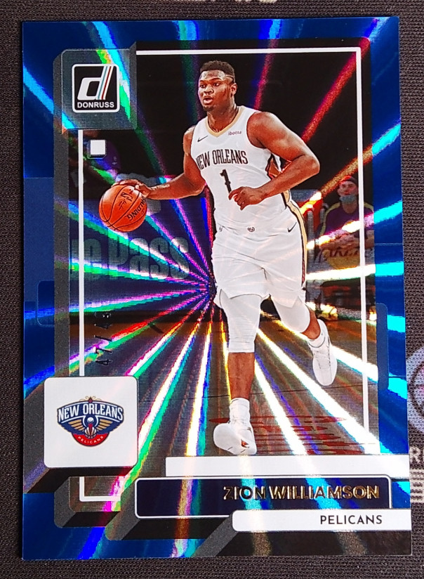 Zion Williamson 2022-23 Panini Donruss 47/49 Blue Laser Pelicans #164