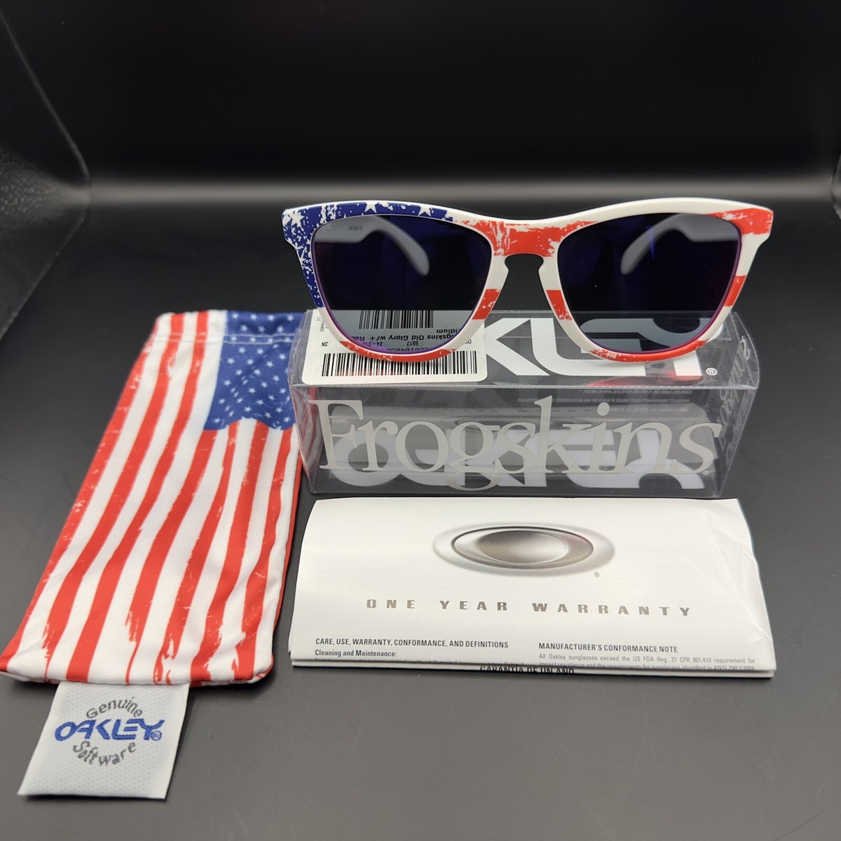 ​【廃盤・希少】OAKLEY Frogskins LX トリコロール　アセテート Oakley Frogskin Old Glory w/ + Red Iridium Lenses 24-318 | eBay