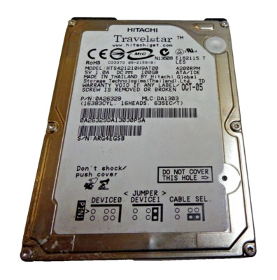 100 GB IDE HITACHI Travelstar HTS421210H9AT00 S/N: ARG4EGSB  2,5 ZOLL #NFP969