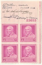 US Stamps Scott #953 George Washington Carver Plate Block with 4 Signatures LH
