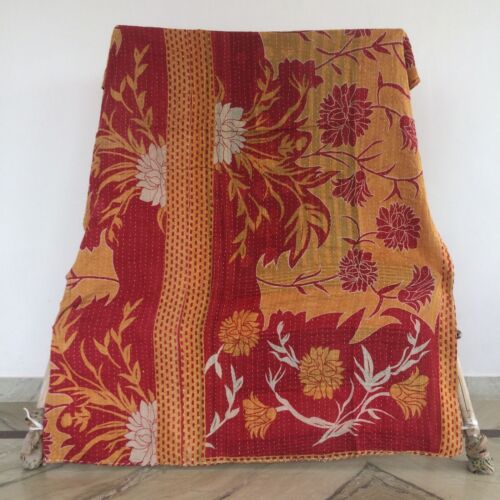 Quilt Coverlet Blanket Kantha Quilt Indian Reversible Vintage Bedding Bedspread - Picture 6 of 33