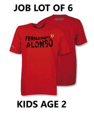 T-SHIRT x 6 Job Lot Wholesale Kids Formula 1 Ferrari F1 Child Alonso Logo Age 2