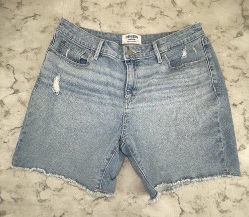 Bermuda donna DENIZEN Levi's jeans vita media taglia 10 - W30 sfilacciato - Foto 7 di 16