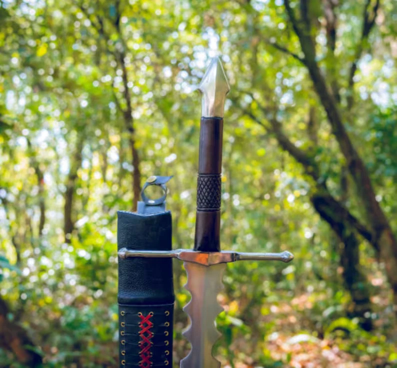 Espada Vikinga de Supervivencia Hoja de Acero al Carbono Hecha a Mano Personalizada - Espada de Caza Camping Foto 3 de 4