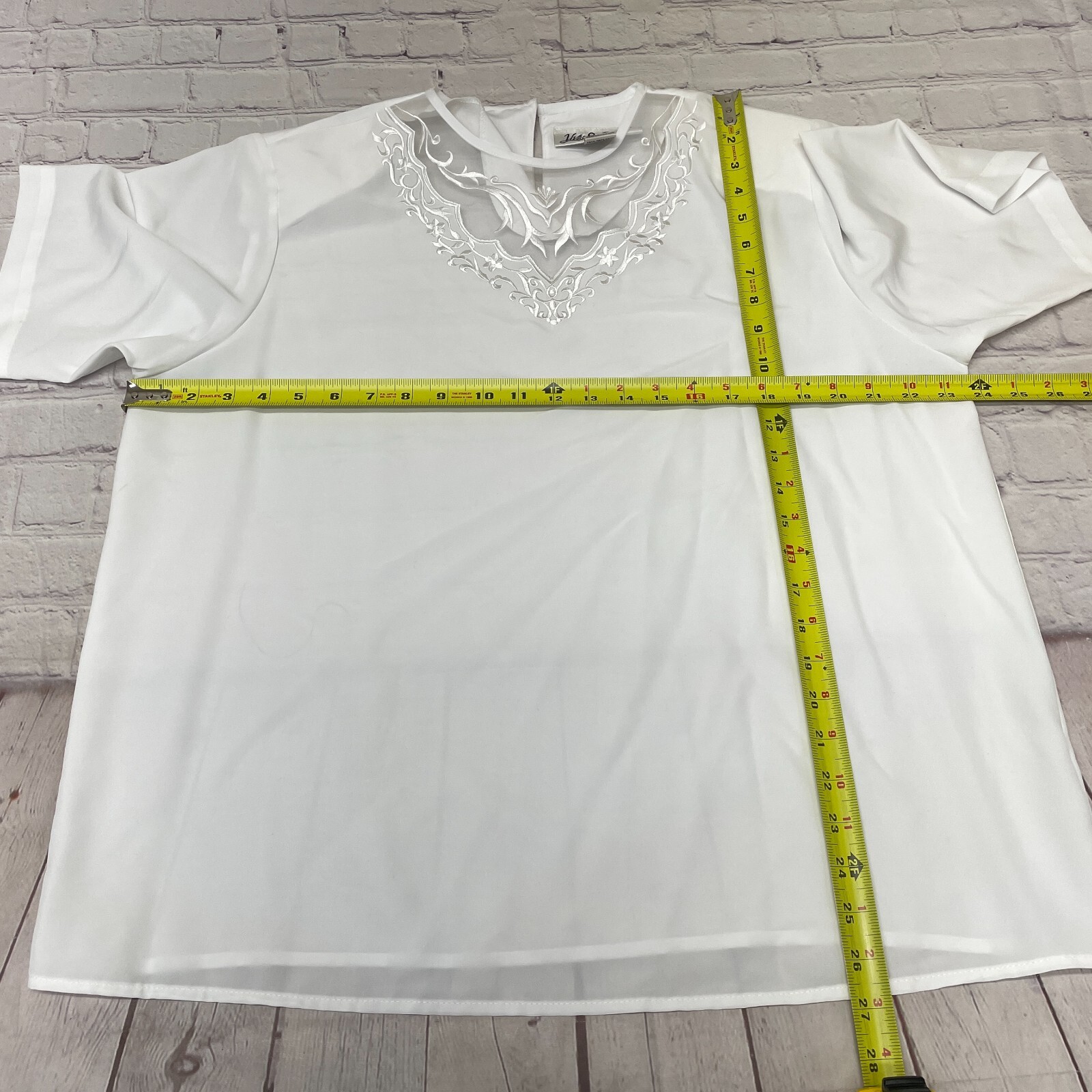 SAINT LAURENT Camicia top blusa donna vintage Yves St Clair taglia 16W ricamata anni 80 M289 16