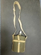 BRITISH WWII CANTEEN WITH CANVAS HOLDER AND STRAP. WWII DATED.   