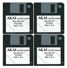 Akai S1000 / S3000 Set of Four Floppy Disks Dry Kit #3 V31092