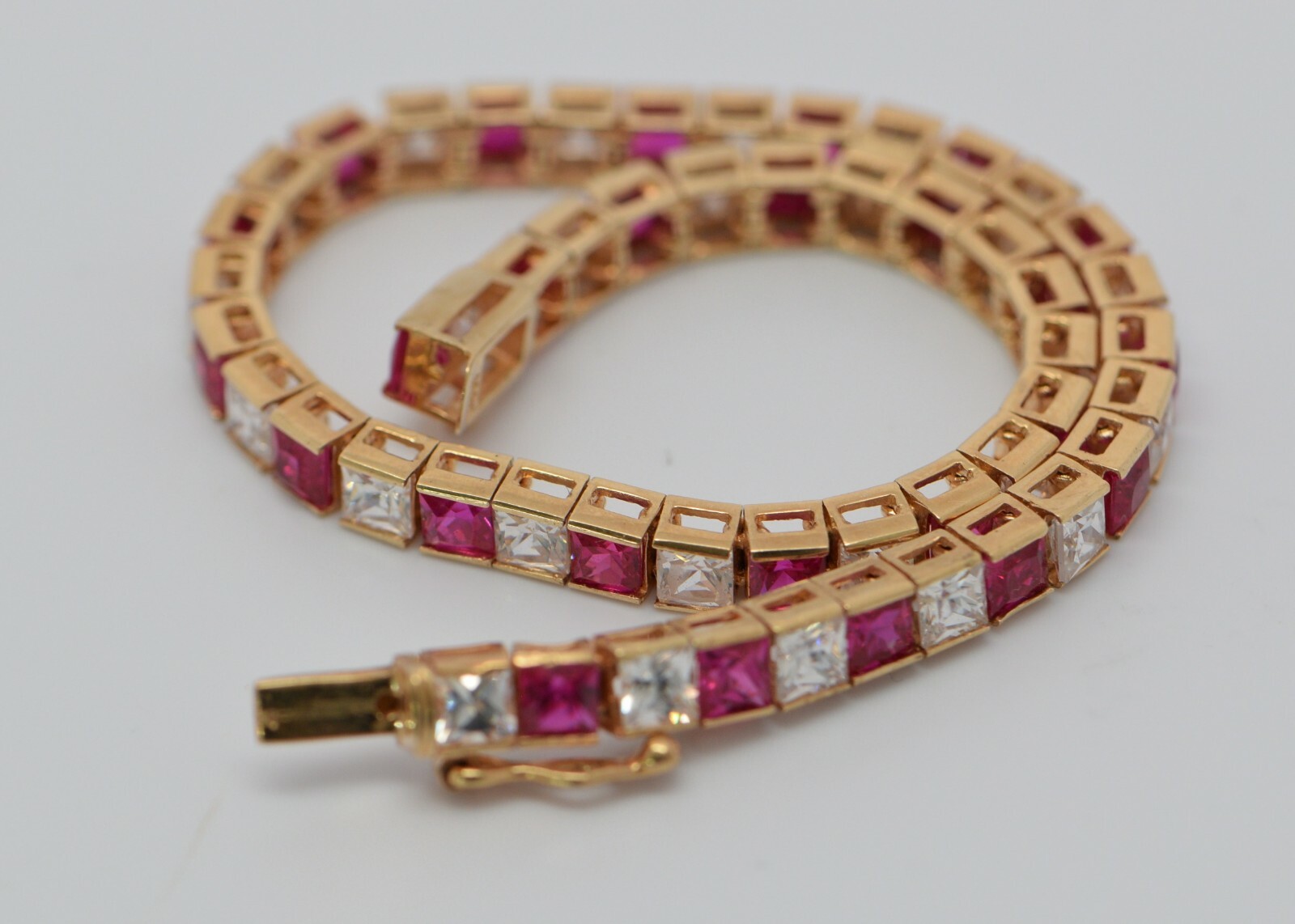 14K Yellow Gold Cubic Zirconia and Synthetic Ruby… - image 5