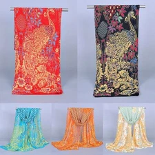 Print Peacock Bird Leaves Flower Shawl Long Soft Scarf Wrap Chiffon Blend U Pick