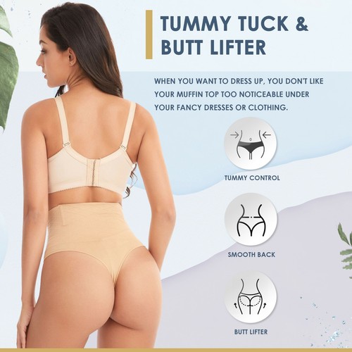 High Waist Body Shaper Tummy Control Thong Pants Shapewear Slim Underwear UK - Picture 13 of 15