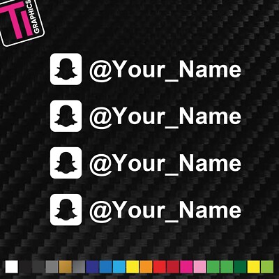 4 X SNAPCHAT - IHR NAME INDIVIDUELL PERSONALISIERT FENSTER VINYL AUFKLEBER AUTO AUFKLEBER