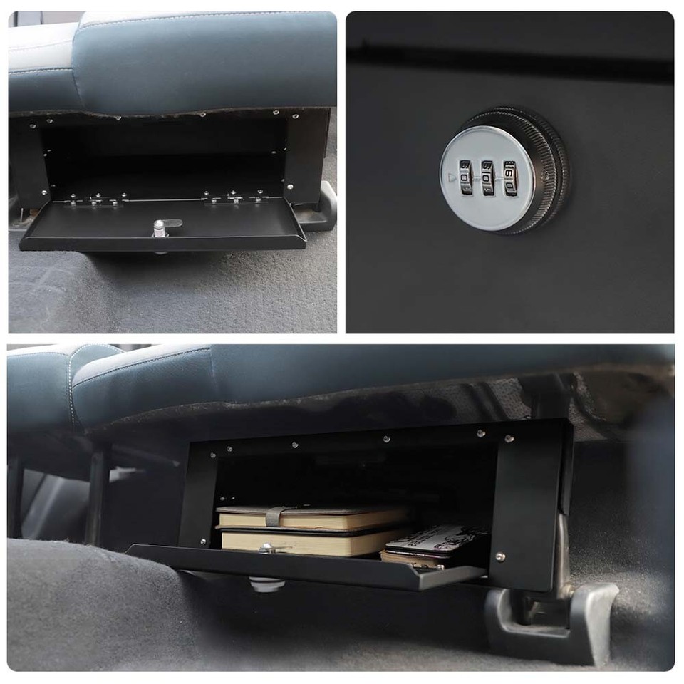 Rear Under SEAT Consol Safe Black Gun Box Organizer For Ford Bronco 4 ...