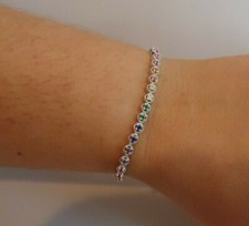 MULTI- COLOR LARIAT STYLE BRACELET / 925 STERLING SILVER / ADJUSTABLE
