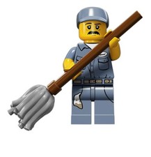 LEGO 71011 MINIFIGURES SERIES 15 JANITOR #9 (opened packet)