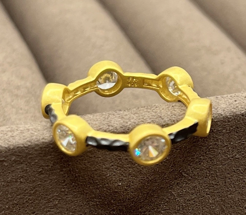 Freida Rothman Starry Night Ring 14k Gold & Black Rhodium Plated SS Sz5 NEW - Image 3 of 4