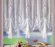 Hochraff Bogen Gardinen Store weiß Kräuselband Vorhang transparent Spitze Typ10