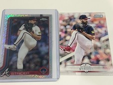 Spencer Strider 2025 Topps Chrome Logofractor Edition #46 & Stadium Club Base