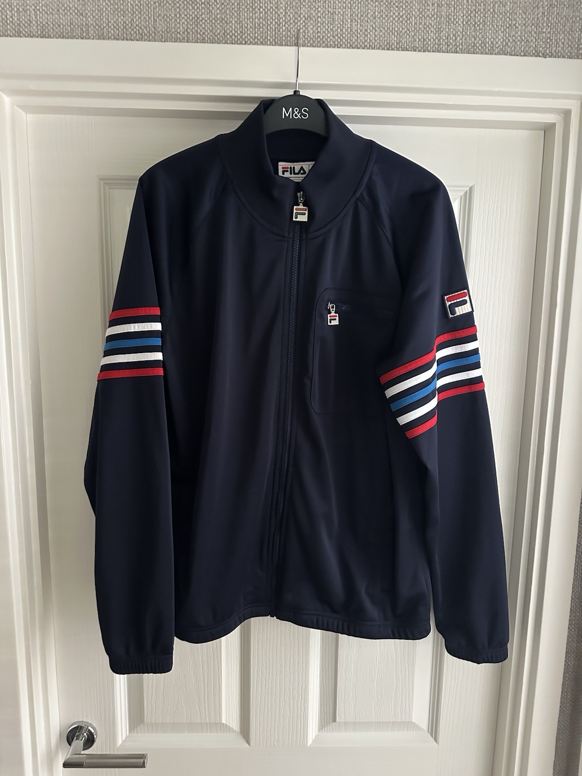 Fila Vintage 5 Strisce Track Top Navy Multi Stripe Medium Grande