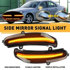 LED Dynamic Side Mirror Smoked Lens Turn Signal Light Lamps For Mercedes Benz EF