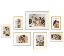 Aluminum Gallery Wall Frame Set of 7, Including 1Pc 11x14, 2Pcs 8x10, 4Pcs 5x...