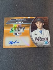 Noble Meyer 2023 Bowman Chrome Draft Night Auto Orange Refractor 16/25 Marlins