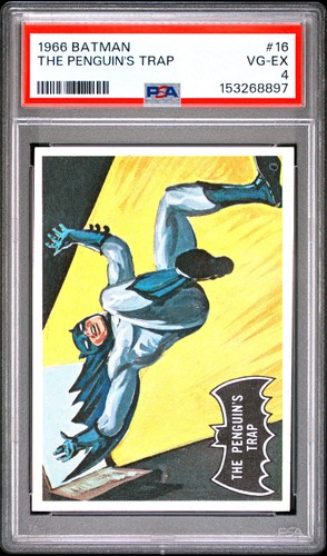 1966 Topps Batman Black Bat #16 The Penguin's Trap — PSA 4