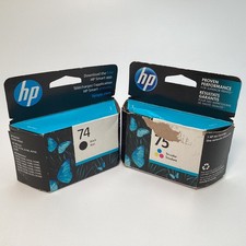 HP 74  75 Black/Tri-Color Ink Cartridges CB335WN CB337WN - 02/2019  04/2025