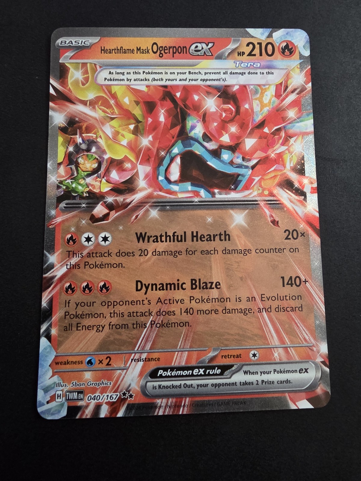 2024 POKEMON HEARTHFLAME MASK OGERPON EX 40 TWILIGHT MASQUERADE DOUBLE RARE NM