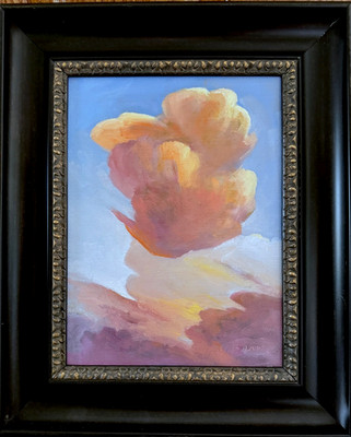 Yasami Original Rising Clouds Blue SKY Oil on Canvas framed 17 '' x 14'' 2026