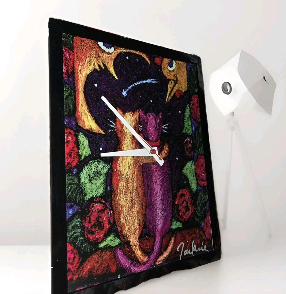 Gentle Happy Night Cats Clock Signed By Zak Zaikine - Image 4 of 4