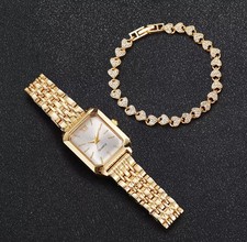 Montre Femme Dorée Élégante Quartz Bracelet Acier + Bracelet Bijoux