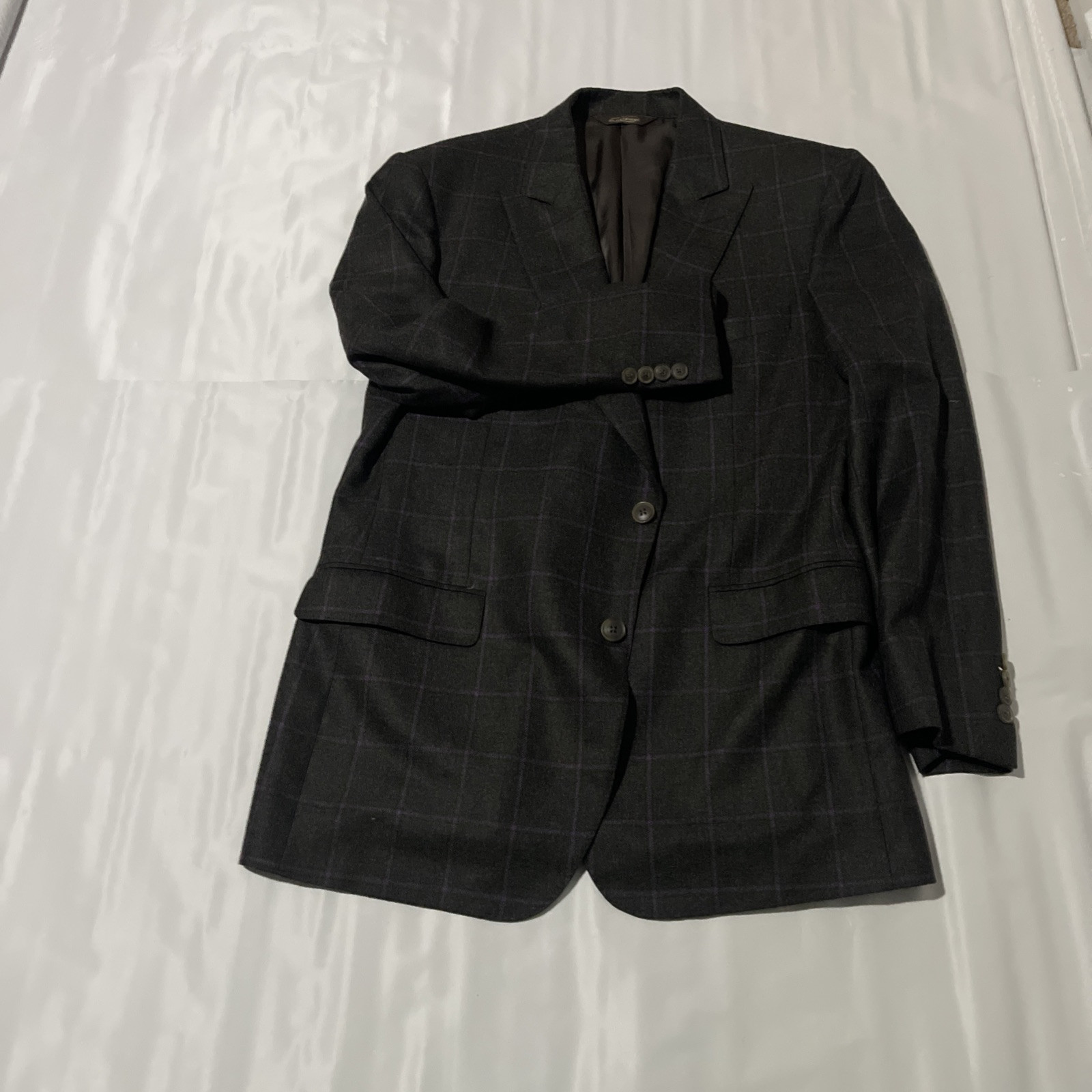 Paul Stuart Grey Window Pane Pattern 85%wool 10%c… - image 1