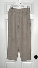 QUINCE Wide Leg Pants Women Sz M Beige Tan 100% Linen Relaxed Trousers EUC