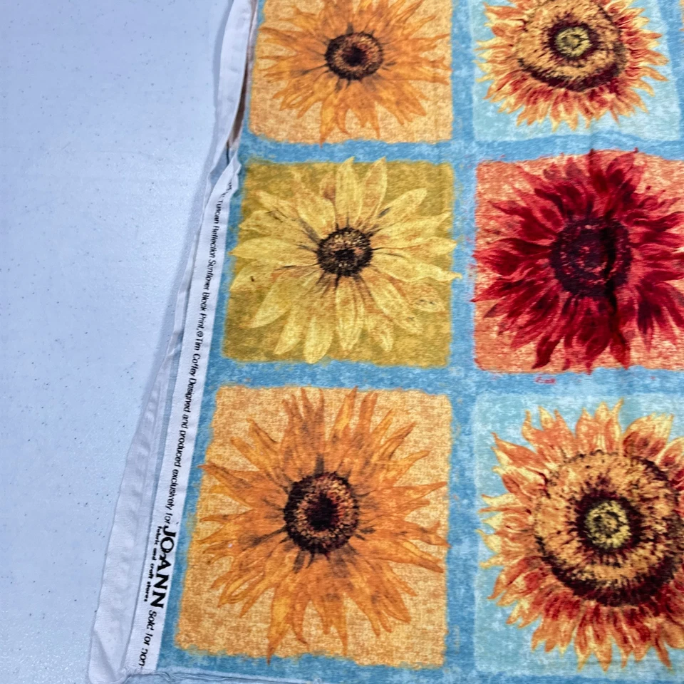 joann fabric yellow sunflower large flowers quilting cotton 40x39 1.11 yards - Image 4 of 4