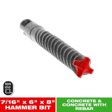 7/16 In. X 6 In. X 8 In. Rebar Demon Sds-Plus 4-Cutter Full Carbide Head Hammer 
