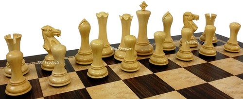 4 Queens Black & Natural Empire Modern Staunton Wood Chess Men Set - NO BOARD - Picture 3 of 4