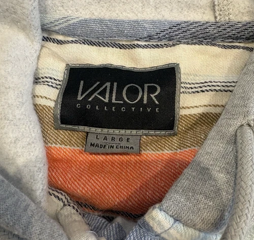 Valor Collective Flannel Shirt Men's Large Multicolor Striped Pockets Hooded New image 2