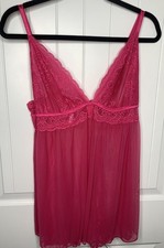 Fashion Nova Hot Pink Size 1X Babydoll Intimate Slip Dress Lingerie Lace Thong