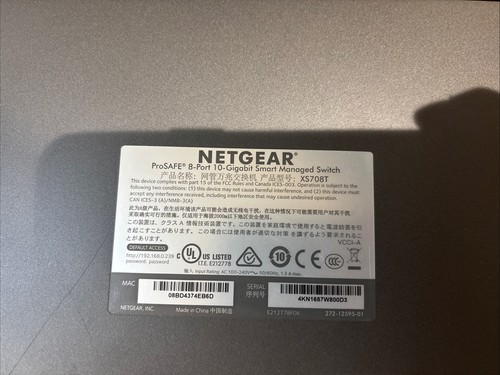 Netgear ProSafe XS708T 8 ports 10 Gigabite Smart commutateur géré - Photo 2/2