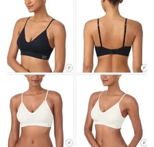 DKNY Seamless Bra 2 Pack, Black and White, Size Large