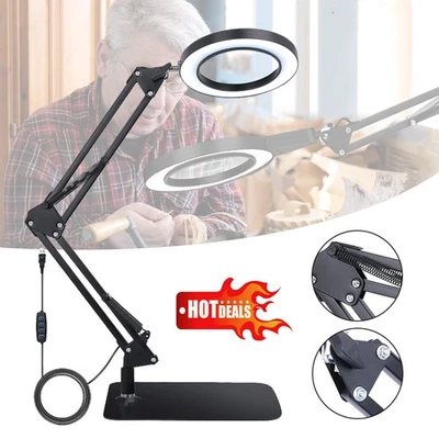Desktop Magnifying Glass With Light For Close Work Reading Hobbies Crafts Repair