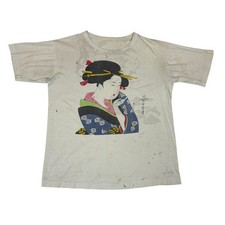 Vintage 80s Kyoto Geisha Shirt XL Single Stitch Traditional Nippon Style